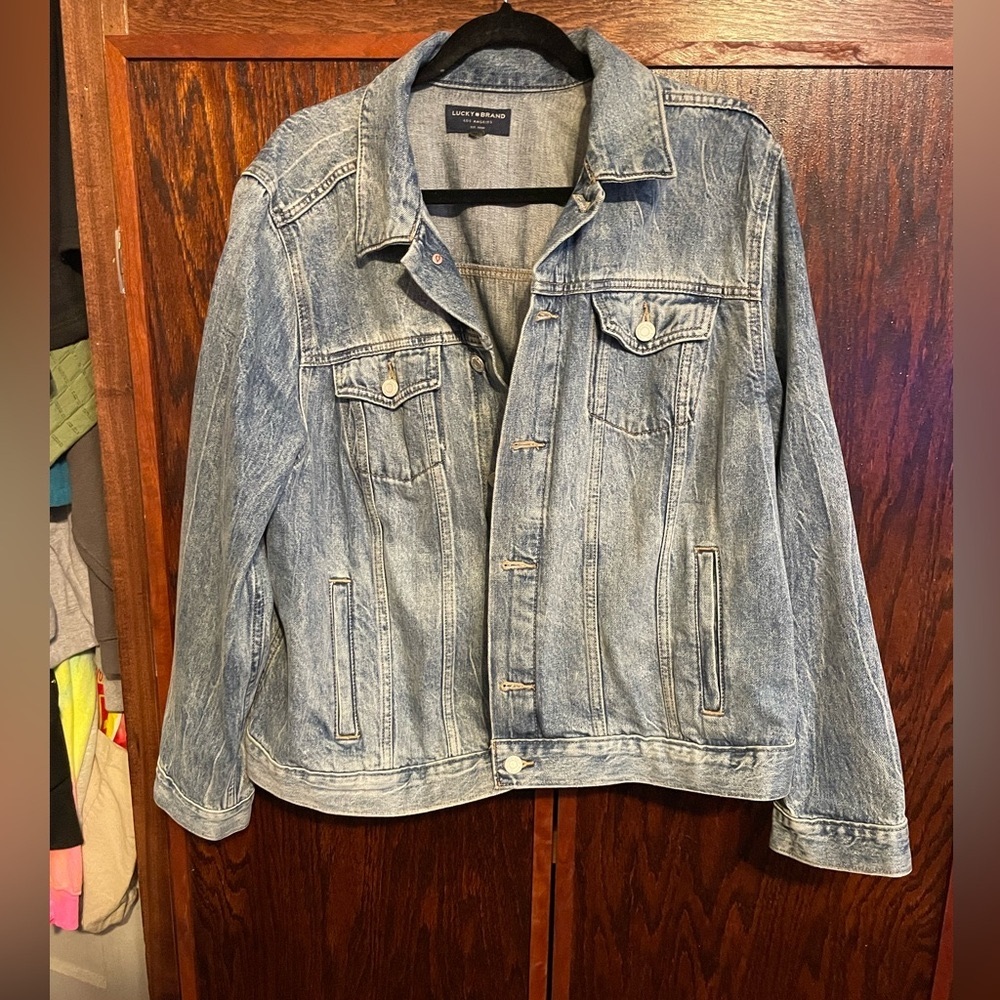 Lucky Brand Black and Gray Jean Jacket